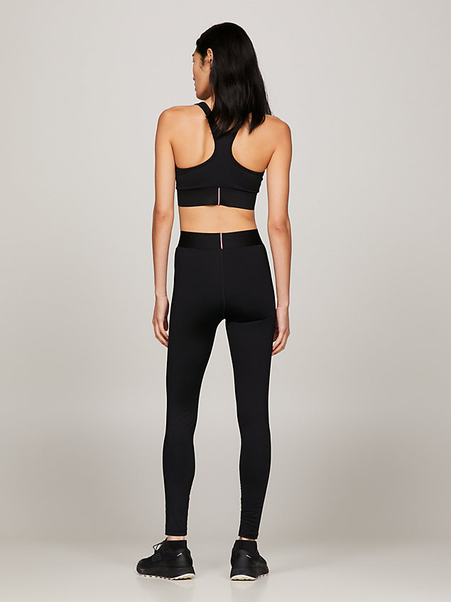 black sport bonded waistband 7/8 length leggings for women tommy hilfiger