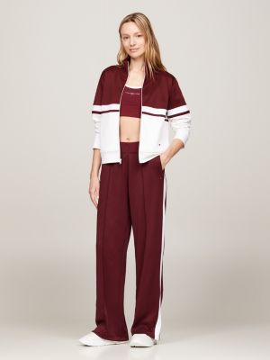 purple sport reißverschlussjacke in color block für damen - tommy hilfiger