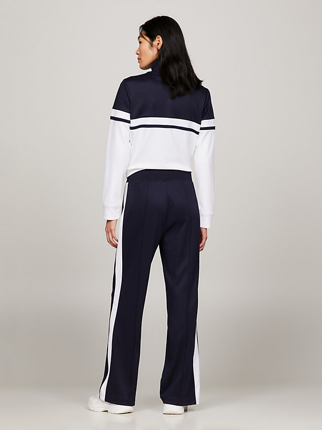 blue sport contrast stripe mid rise joggers for women tommy hilfiger