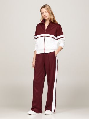 purple sport jogginghose mit mittelhohem bund für damen - tommy hilfiger