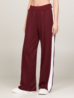 Red Sports Stripe Wide Leg Track Pants