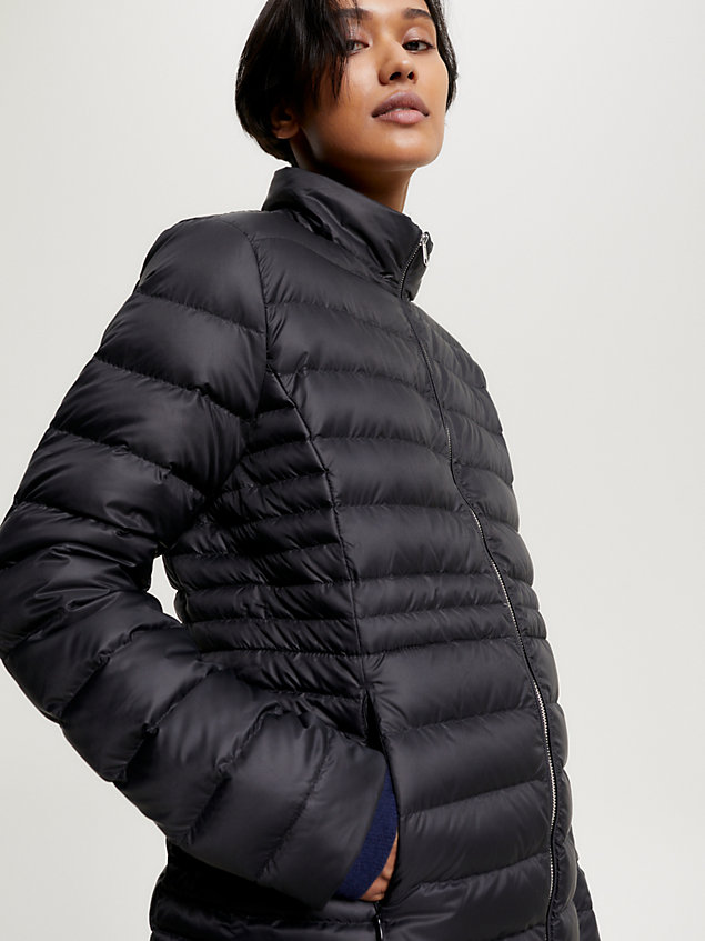 black hooded down padded jacket for women tommy hilfiger