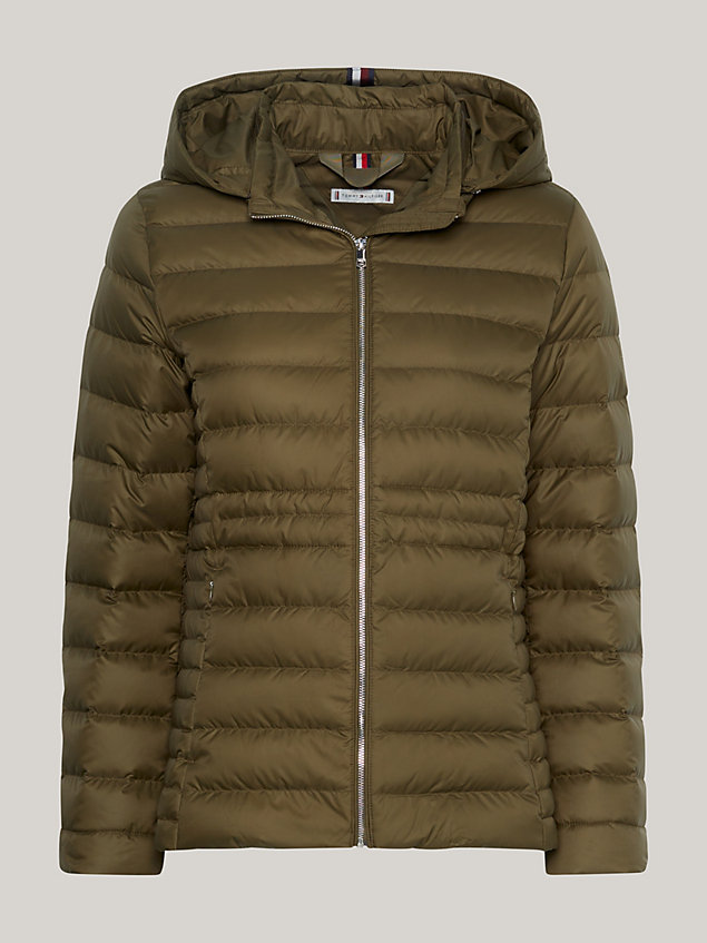 khaki hooded down padded jacket for women tommy hilfiger