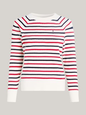 red mini cable knit relaxed jumper for women tommy hilfiger