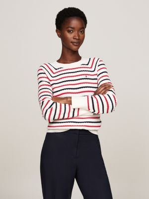 red mini cable knit relaxed jumper for women tommy hilfiger