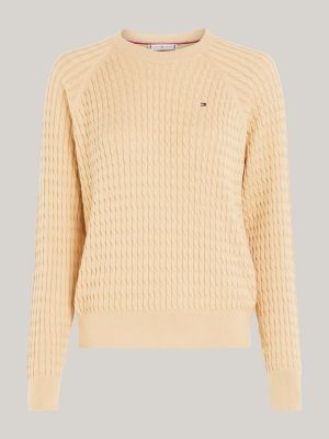 beige mini cable knit relaxed jumper for women tommy hilfiger