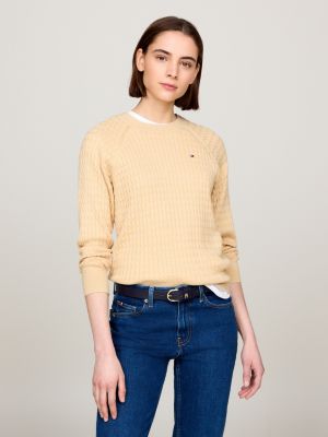 Curve Jersey V-Neck Jumper | Orange | Tommy Hilfiger