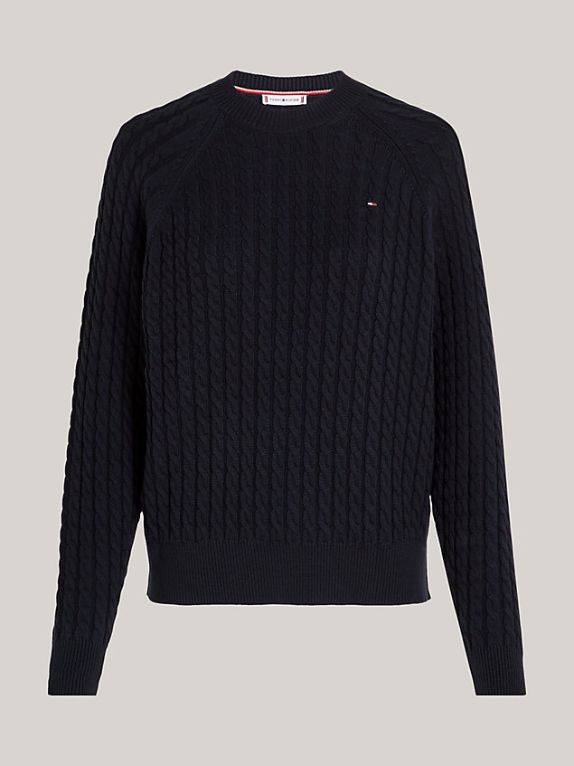 blue cable knit relaxed fit jumper for women tommy hilfiger