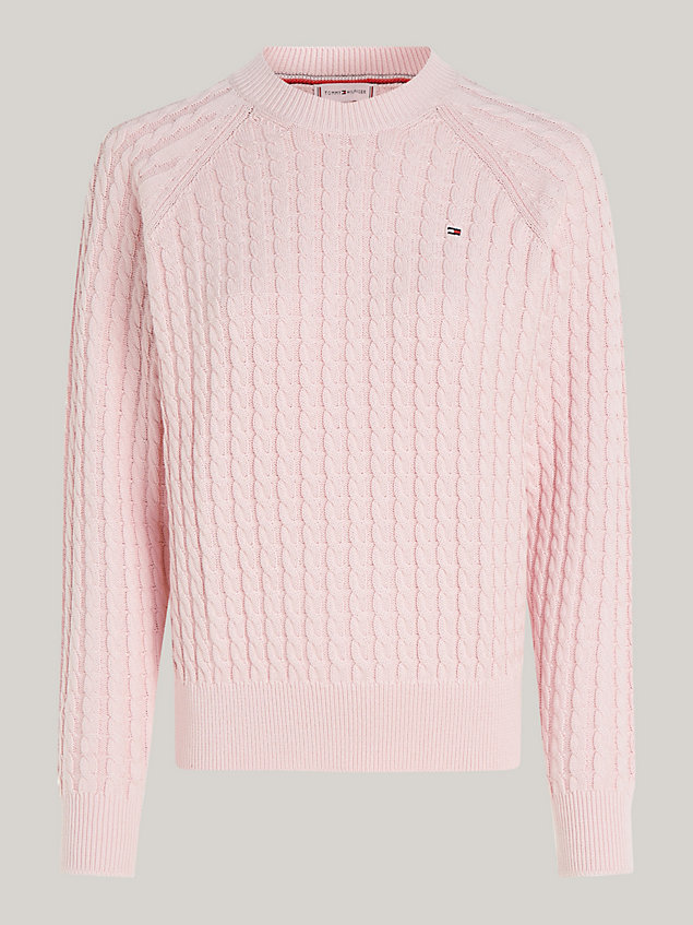 pink cable knit relaxed fit jumper for women tommy hilfiger