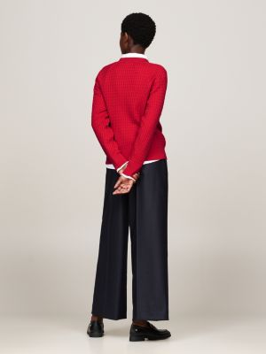 red mini cable knit relaxed jumper for women tommy hilfiger