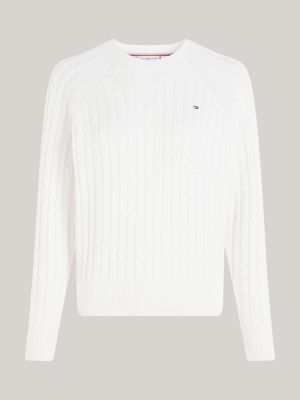 Mini Cable Knit Relaxed Jumper White Tommy Hilfiger