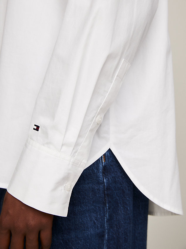 white oversized fit overhemd met monotype-logo voor dames - tommy hilfiger