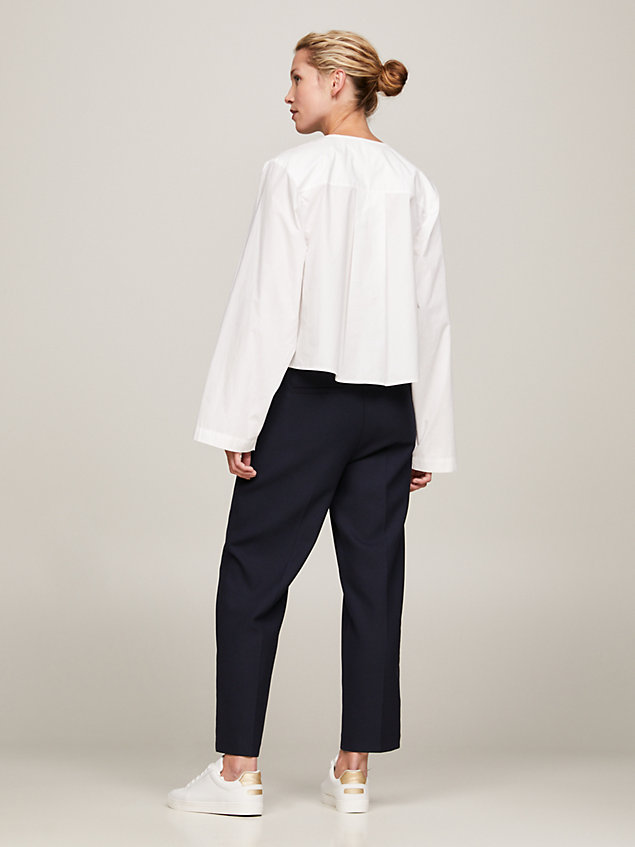 white relaxed fit blouse met v-hals voor dames - tommy hilfiger