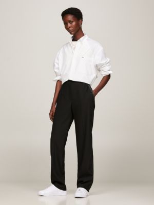 black straight leg slim fit hose aus twill für damen - tommy hilfiger