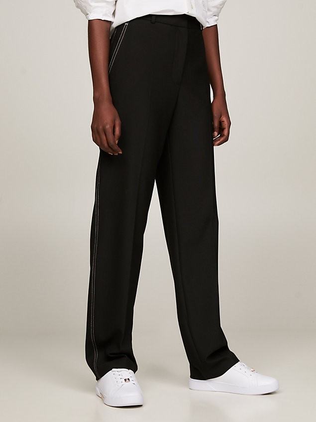 black slim fit straight twill broek voor dames - tommy hilfiger