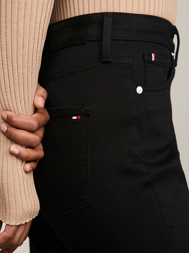 denim schwarze bootcut jeans mit hohem bund für damen - tommy hilfiger