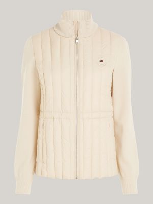 Tommy Hilfiger, Girls Global Stripe Puffer Jacket, Beige Aci