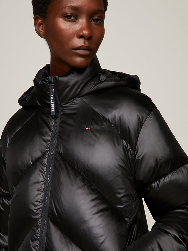 black chevron padded lightweight jacket for women tommy hilfiger