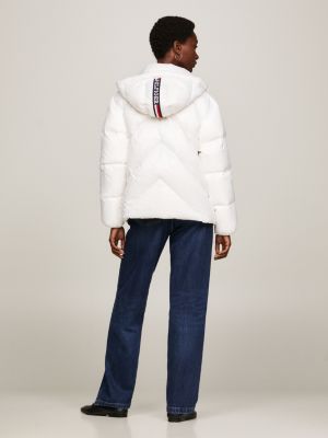 Chevron recycled nylon hooded coat sale