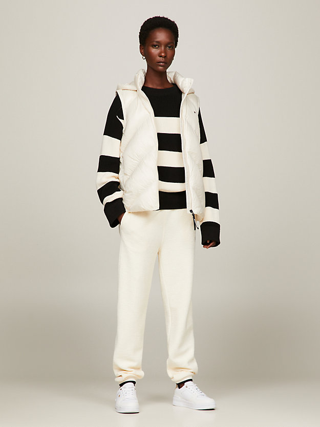 Tommy Hilfiger, Girls Global Stripe Puffer Jacket, Beige Aci