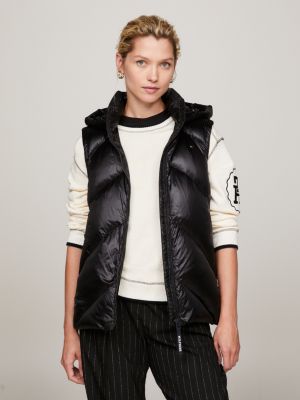 Chevron Padded Hooded Vest | Black | Tommy Hilfiger