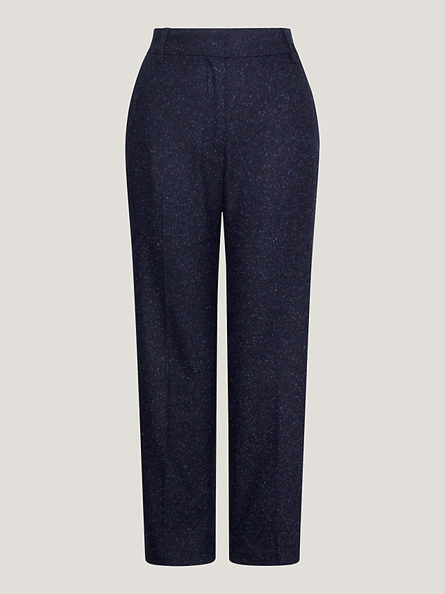 blue neppy straight leg slim trousers for women tommy hilfiger