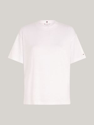 t-shirt relaxed fit bianco da donne tommy hilfiger