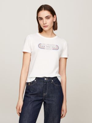 Tommy Hilfiger Short Sleeve Tops-Cotton Shirts for Women with V-Neckline  and Logo Detail, Stone Grey Heather, X-Large price in Saudi Arabia,   Saudi Arabia