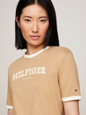 Camiseta Tommy Hilfiger Masculina Monotype Roundle Logo Cáqui