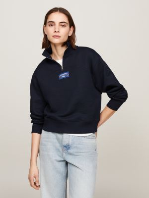 Tommy Hilfiger Icon Crest Women's Quarter Zip Sweatshirt Gray