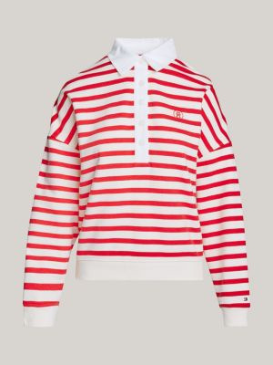 Relaxed Breton Stripe Rugby Polo Red Tommy Hilfiger