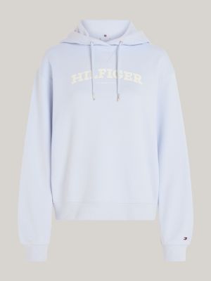 felpa hilfiger monotype con cappuccio e logo blu da donne tommy hilfiger