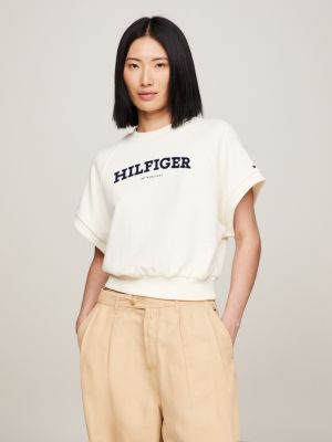 Tommy Hilfiger Womens Open Draped Two Tone Crew Neck Sweatshirt :  : Clothing, Shoes & Accessories