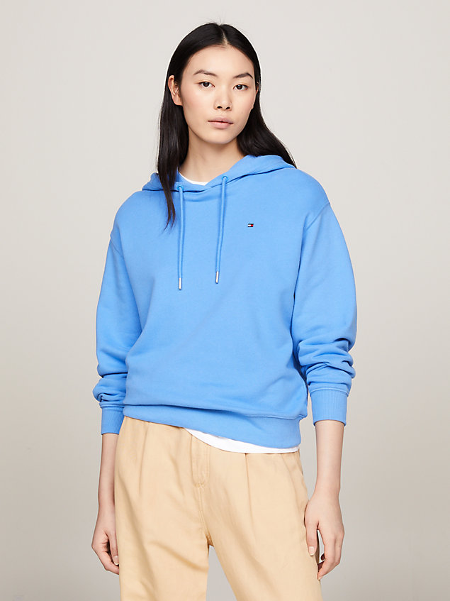 blue flag embroidery drawstring hoody for women tommy hilfiger