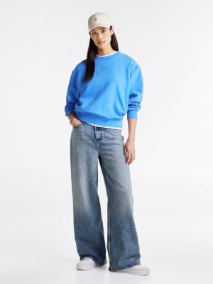 blue flag embroidery crew neck sweatshirt for women tommy hilfiger