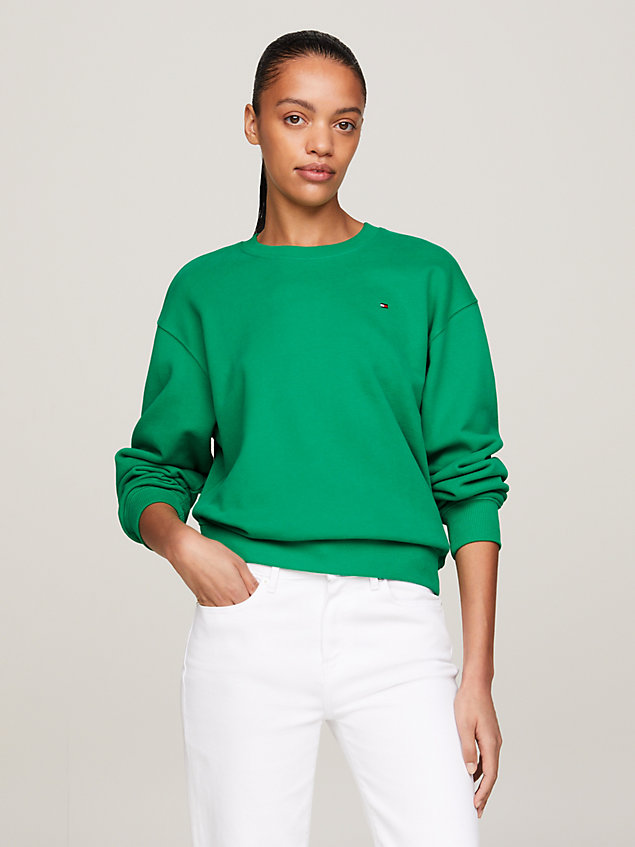 green flag embroidery crew neck sweatshirt for women tommy hilfiger