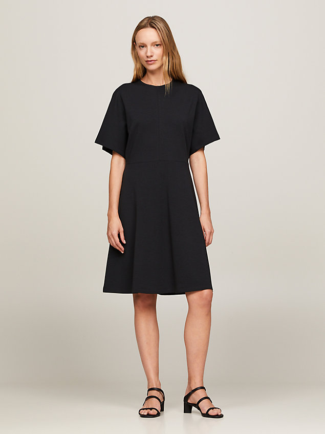 black interlock fit and flare dress for women tommy hilfiger