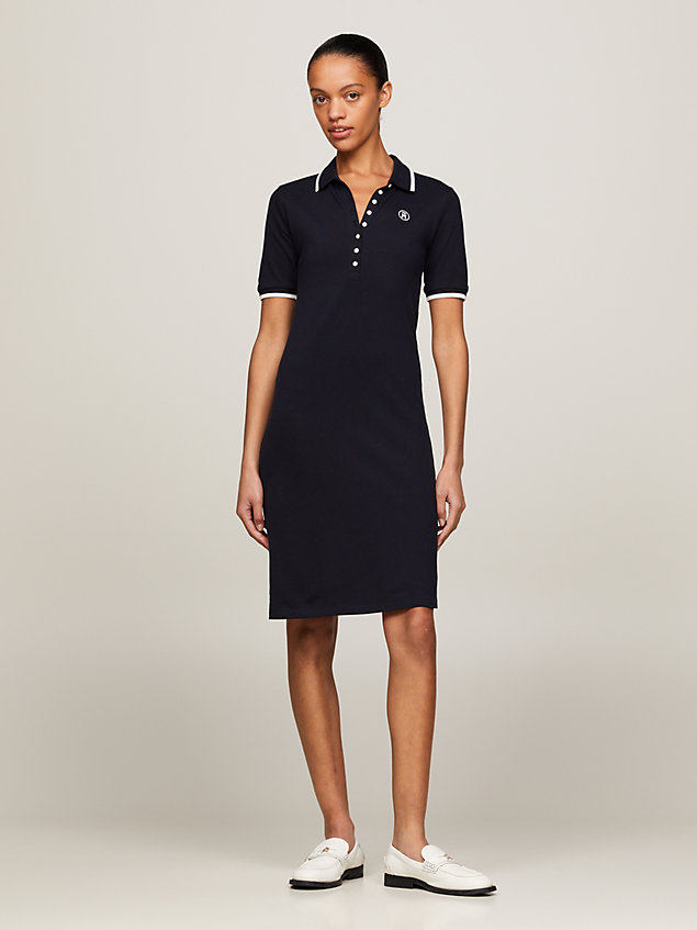 blue th monogram maxi polo dress for women tommy hilfiger