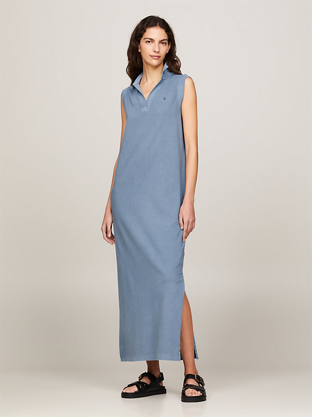 blue v-neck sleeveless polo dress for women tommy hilfiger