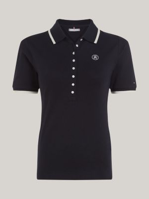 TH Monogram Tipped Slim Fit Polo | Blue | Tommy Hilfiger