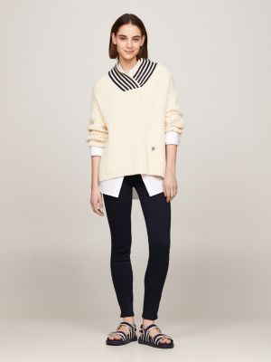 blue th flex como skinny jeans mit hohem bund für damen - tommy hilfiger