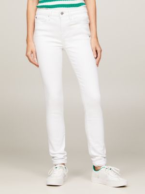 Jean slim blanc outlet taille haute