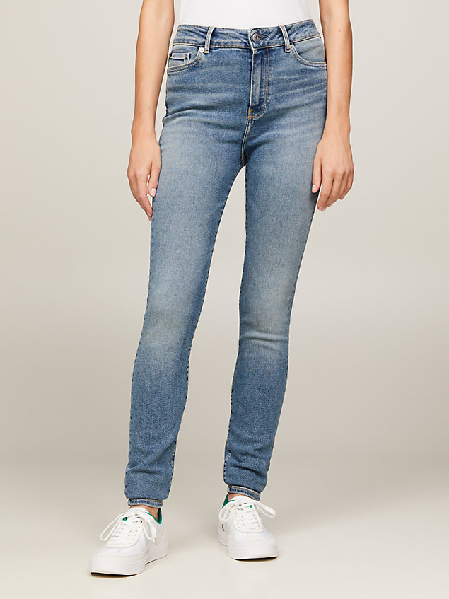 denim th flex harlem ultra skinny jeans mit hohem bund für damen - tommy hilfiger