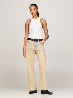denim straight jeans mit hohem bund und fade-effekt für damen - tommy hilfiger