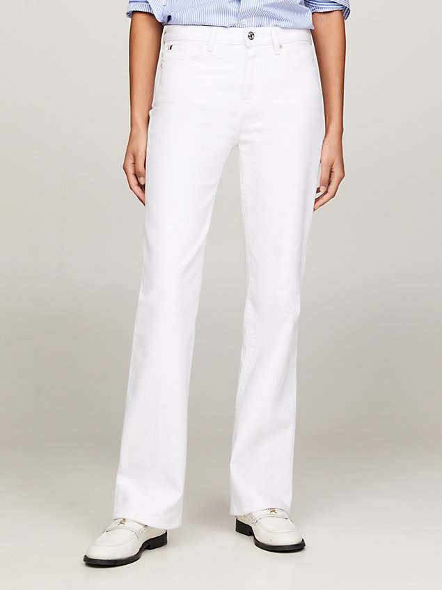 white bootcut jeans mit mittelhohem bund für damen - tommy hilfiger