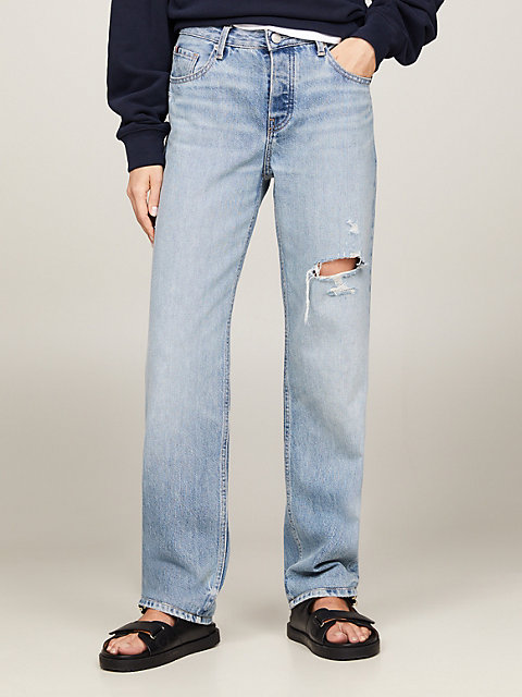denim classics mid rise straight distressed jeans for women tommy hilfiger