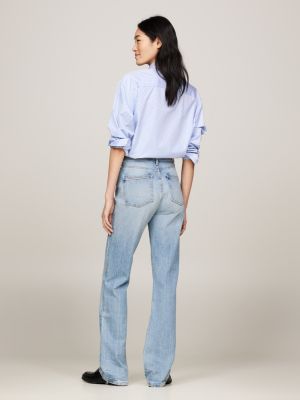 jeans distressed a campana e vita alta blu da donne tommy hilfiger