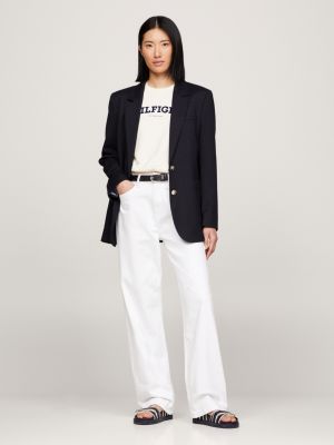 white weiße relaxed straight jeans mit hohem bund für damen - tommy hilfiger