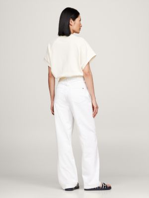 High-Waist Straight-Leg Jeans - White