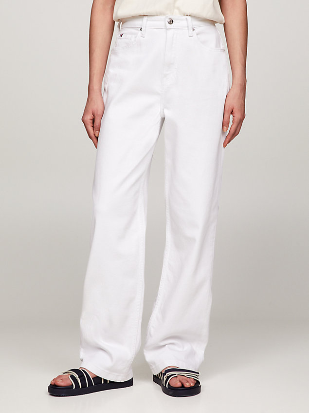 white weiße relaxed straight jeans mit hohem bund für damen - tommy hilfiger
